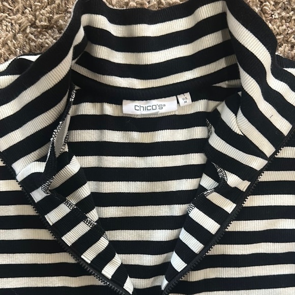 NWOT Chicos black and White Striped Pullover - Picture 2 of 4